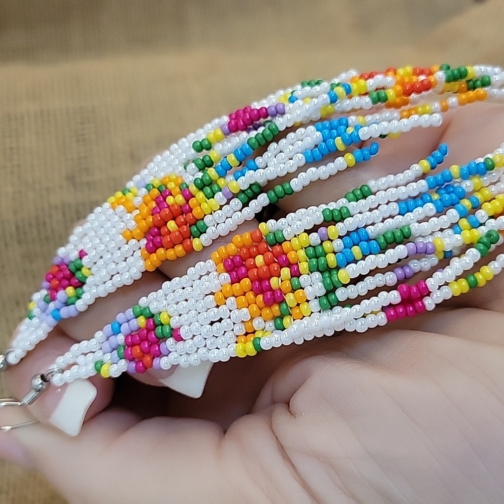 🔥LAST PAIR🔥 Hand Beaded Long Tassel Earrings - Picture 7 of 9